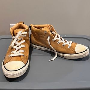 Converse All Stars Chucks Chuck Taylor hi-tops suede leather worn twice size 12
